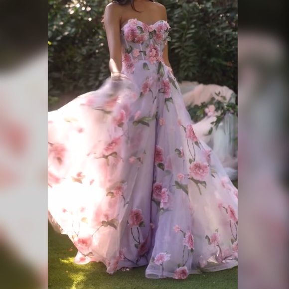 Boutique Dresses & Skirts - Vintage style rose floral ruffle prom dress or non traditional wedding dress